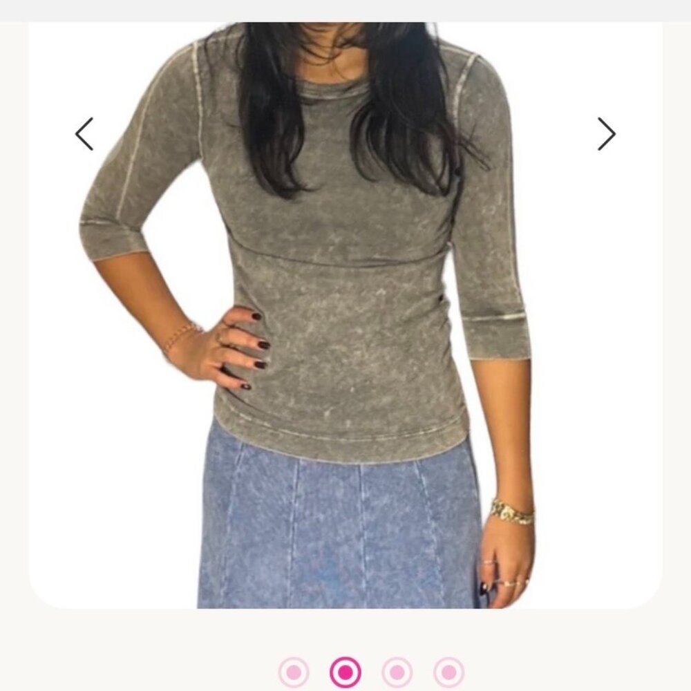 womans hard tail grey stone wash denim tee shirt